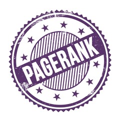 PAGERANK text written on purple indigo grungy round stamp.