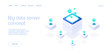 © Graf Vishenka - Big data technology in isometric vector illustration. Information storage and analysis system. Digital technology website landing page template.
