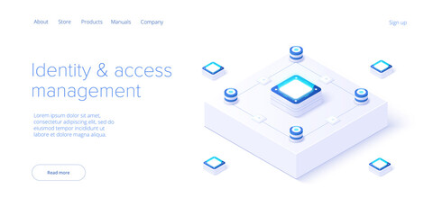 Wall Mural - identity and access management illustration in isometric vector design. abstract datacenter or block
