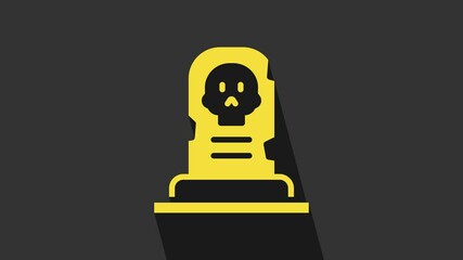 Sticker - Yellow Grave with tombstone icon isolated on grey background. 4K Video motion graphic animation