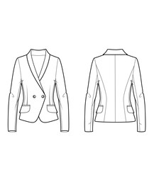 Wall Mural - technical sketch woman jacket with pocket