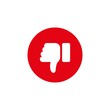 Red thumbs down icon with white background