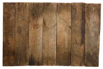 Wall Mural - Wooden background from old weathered planks, isolated on white.