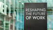 © WD Stock Photos - Reshaping the future of work on a city-center sign in front of a modern office building