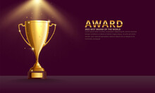 Golden Metallic Trophy Cup First Place Winner Award