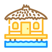 Bungalow On Water House Color Icon Vector. Bungalow On Water House Sign. Isolated Symbol Illustration