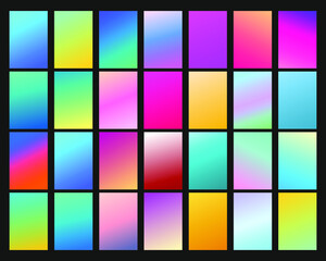 Wall Mural - Vector EPS 10 Gradient Set. Different colors. Modern Smartphone screen, mobile app Template. Design for Wallpaper, background, banner, flyer, Social media post. 
