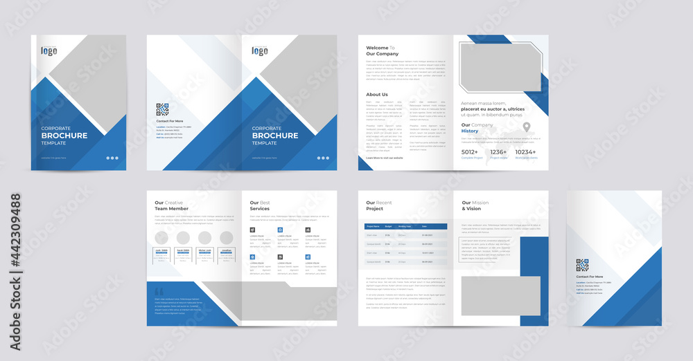 Corporate Brochure template layout design with modern cover page for annual report and company profile, presentations, leaflet, booklet and catalog design .and a4 size editable vector design. - obrazy, fototapety, plakaty 