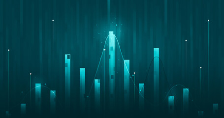 Wall Mural - chart of business data graph diagram and growth financial graphic report information on futuristic f