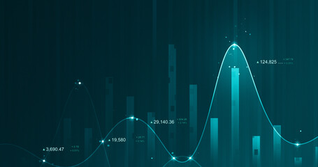Wall Mural - chart of business data graph diagram and growth financial graphic report information on futuristic f