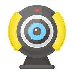 Webcam Concept, Auto focused Live Streaming Cam Vector Color Icon Design, Video blogger Symbol, photographer or videography equipment Sign, Filmography and Cinematography Stock illustration