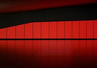 Wall Mural - The empty red scene with glass frame With Reflection on floor