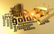 Golden bars with stock market chart growth. Economy and finance value, investment and gold commodity market 3D background.