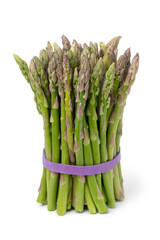 Sticker - Bunch of fresh raw green asparagus tips isolated on white background  