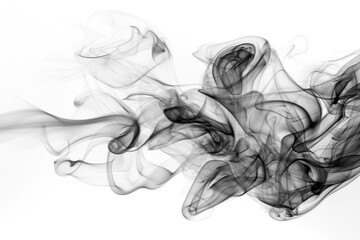 Wall Mural - Black smoke abstract on white background, fire design