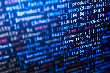 php web programming source code. abstract code background. www software development. software backgr