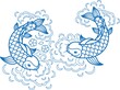 Fish koi art carp line traditional drawing japan goldfish ink element