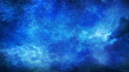 magic night lanscape with starry sky and clouds