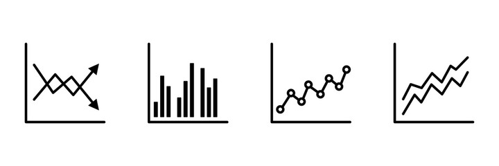 Wall Mural - graphics charts black icons set. statistics infographic information elements. big data concept. busi