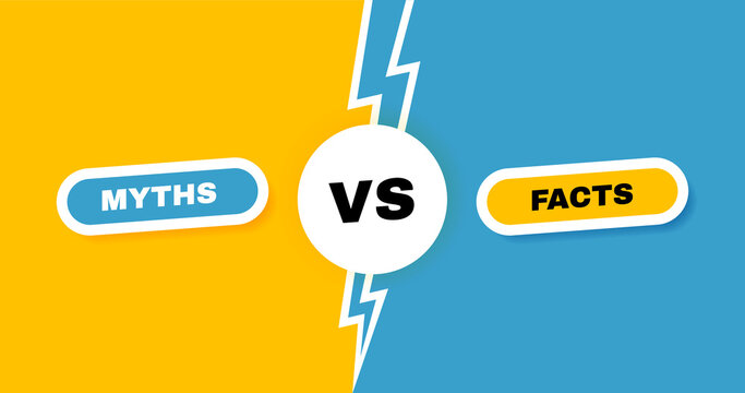 facts vs myths versus battle background with lightning bolt. concept of thorough fact-checking or ea