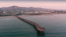 Aerial: Ventura Pier And Beach At Sunset, Ventura, California, USA