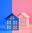 Blue and Pink Gender Symbolic Houses