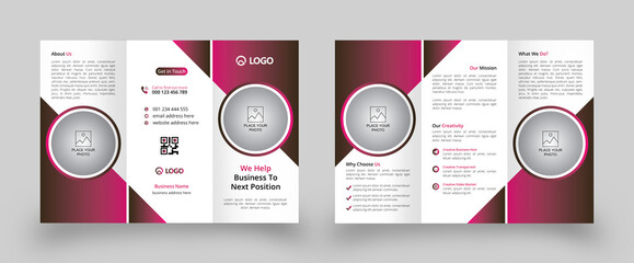 Poster - Corporate Business Trifold Brochure Design Template. Design Template Geometric shape used for business Trifold Brochure layout. Corporate Brochure, Business Brochure, A4 with Bleed, Print Ready