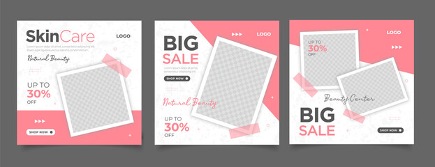 Beauty Center Makeup Social media post Banner Square Flyer Template Design