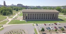 Drone Slowly Flying Around Parthenon In Nashville