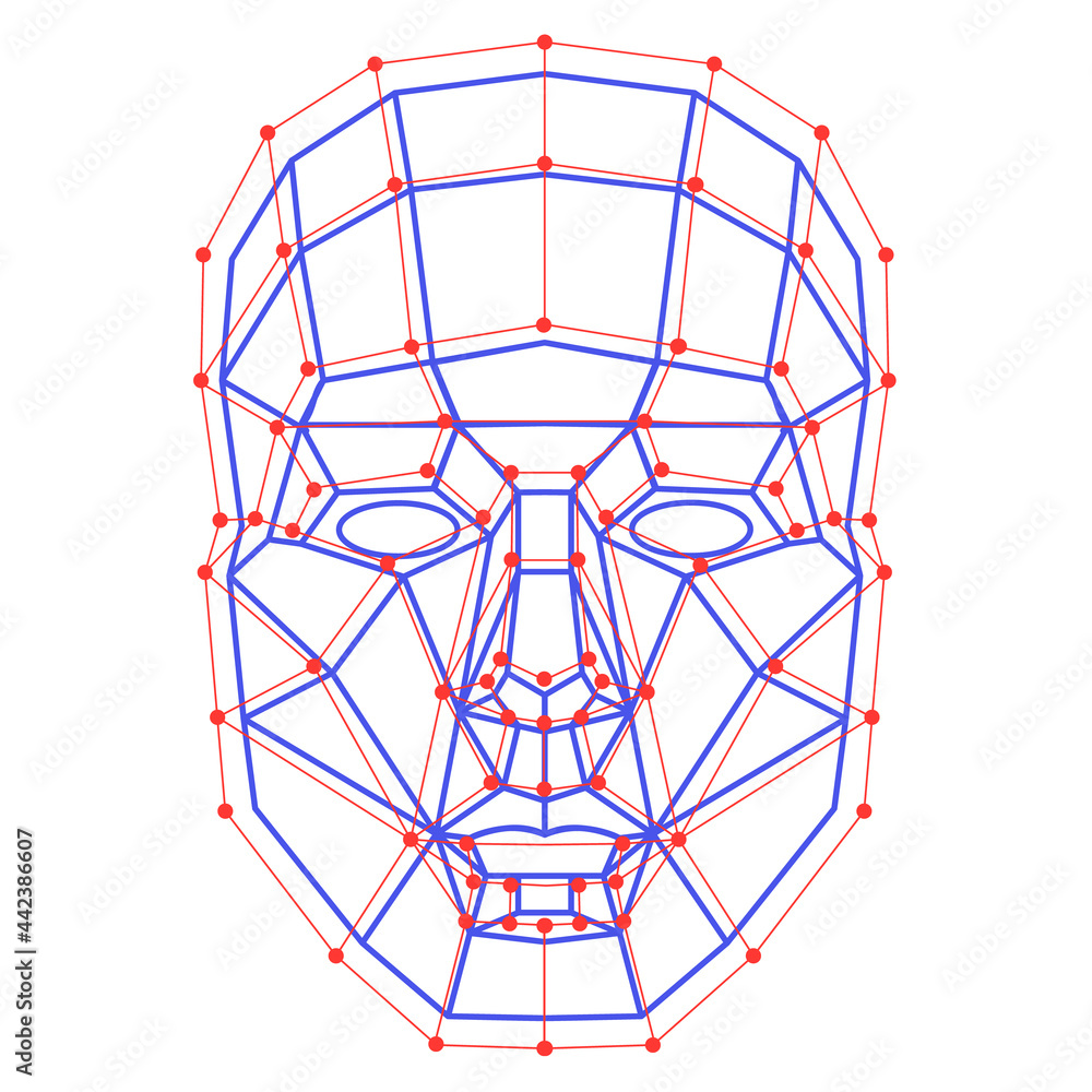 Face Encoding Facial Recognition System concept. Face ID verification services or ...