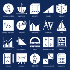 Math symbols icon set in flat style