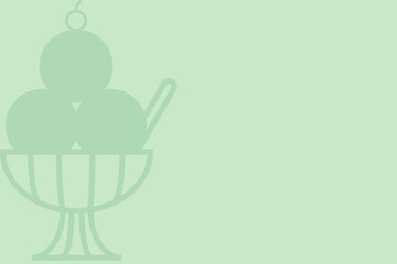 Sticker - Simple illustration of ice cream scoops in a bowl in monotone green color