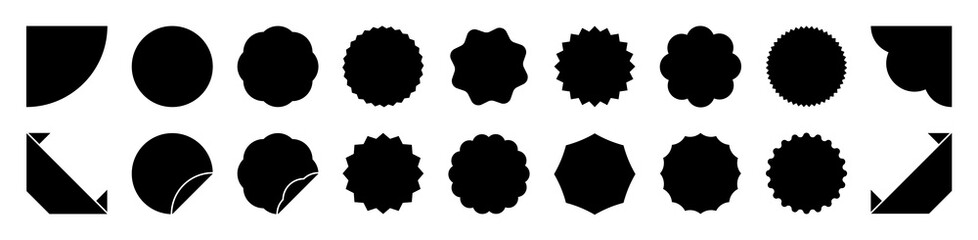 sale sticker black label collection. blank price tag and ribbon sign set. isolated shopping offer ad