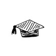 © FuHonra - Vector hand drawn graduatuion cap. Drawing.