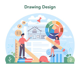 Wall Mural - architecture concept. idea of building project and construction work