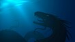 Giant underwater monster, sea dragon
