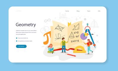 Wall Mural - Geometry web banner or landing page. Abstract task with mathematical calculation
