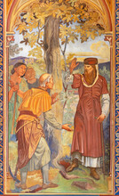 VIENNA, AUSTIRA - JUNI 24, 2021: The Fresco Of The Parable Of The Fig Tree In The Votivkirche Church By Brothers Carl And Franz Jobst (sc. Half Of 19. Cent.).