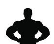 © dovla982 - Muscular bodybuilder vector silhouette illustration isolated on white background. Sport man strong arms. Body builder athlete showing muscles.