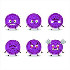 Wall Mural - Grapes biscuit cartoon character with various angry expressions. Vector illustration