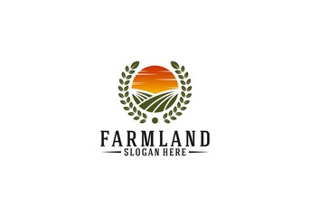 Wall Mural - farmland logo in white background