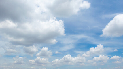 Wall Mural - blue sky background with tiny clouds. panorama white fluffy clouds in the blue sky.beautiful vast bl