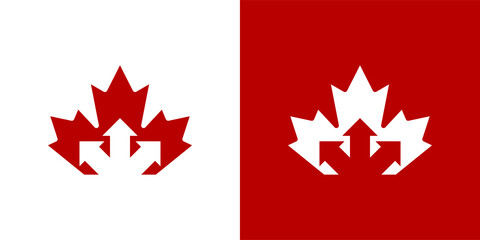 Wall Mural - maple leaf logo. canada leaves vector icon. arrows symbol illustration.