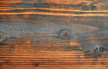 Old grunge wood texture. Weathered red plank background