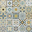 Azulejo tile. Spanish and Portugal national patchwork. Ornamental flower pattern. Antique arabesque cover. Traditional mosaic background with floral elements. Vector oriental flooring