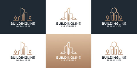 Wall Mural - Set of luxury building logo design inspiration