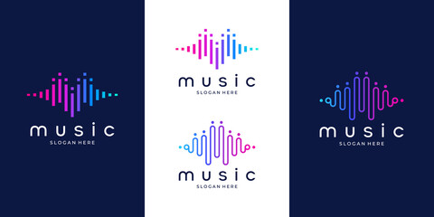 pulse music player logo element. logo template electronic music, equalizer, store, audio wave logo c