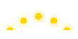 Day cycle and movement path sun icon, sunshine, sunrise or sunset. Decorative circle full and half sun and sunlight. Hot solar energy. Vector sign