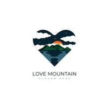 Heart Mountain Logo Design Template