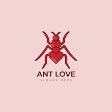 Vector Illustration Logo Ant With Love